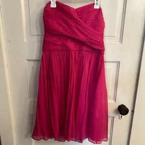 J. Crew strapless silk chiffon dress. Size 6. Pink/magenta. Bridesmaid, prom.